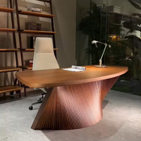 Table de bureau de direction en bois massif torsadé fait main, bureau de direction de luxe avec plateau incurvé pour bureau de PDG et salle de réception haut de gamme