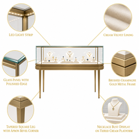 Vitrine à bijoux en verre biseauté rectangulaire avec éclairage LED, écologique, couleur personnalisable pour les magasins de détail de luxe, vente en gros