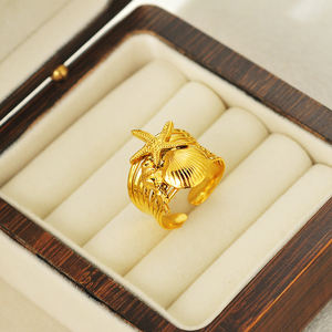 Лидер продаж, модные кольца из нержавеющей стали, позолоченные кольца с морским коньком для женщин - Product Image 4