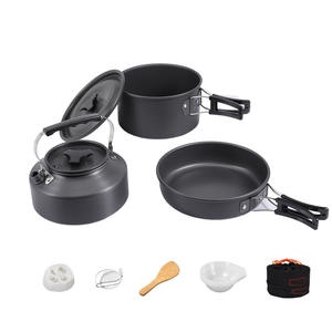 Ensemble de casseroles, poêles <span class=keywords><strong>et</strong></span> bouilloires portables en alliage d'aluminium pour le camping en plein air, sac de <span class=keywords><strong>rangement</strong></span> en filet pour cuisinière à gaz - Product Image 6