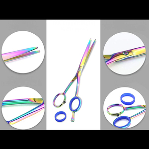 Rainbow Color Barber Scissors Stainless Steel Razor <b>Edge</b> Ultra Sharp <b>Rubber</b> Handle Foldable Salon Hair Cutting Shears Wholesale - Product Image 5