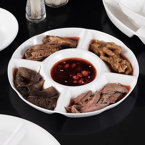 Plateau de plats mijotés à cinq compartiments, assiette à plat froid en mélamine pour hôtels et restaurants, plat d'accompagnement multi-compartiments - Product Image 4