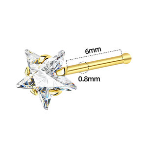 Anneaux de <span class=keywords><strong>nez</strong></span> en <span class=keywords><strong>or</strong></span> 14 carats 20G étoile en <span class=keywords><strong>or</strong></span> <span class=keywords><strong>jaune</strong></span> zircon cubique <span class=keywords><strong>piercing</strong></span> de <span class=keywords><strong>nez</strong></span> hypoallergénique pour femmes - Product Image 2