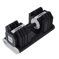 Haltères réglables 36 kg avec base de rangement, 17 niveaux de poids, réglage rapide par rotation, pour la musculation à domicile