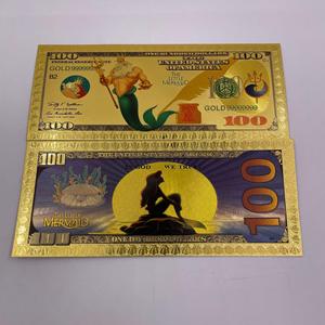 El Sencillo Set de Billetes Conmemorativos de <span class=keywords><strong>La</strong></span> Sirenita con Baño de Oro de 24K - Billete Coleccionable de Ariel para Regalo de Fans - Product Image 2
