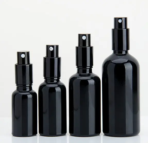 Factory Price Skincare Packaging 20ml 30ml 50ml 100ml Black Empty Perfume Foundation Glass Spray Pump Bottle