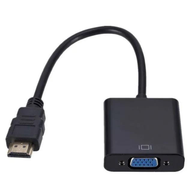 Konverter Kabel HDMI Ke VGA HD 1080P dengan Catu Daya Audio Adaptor Konverter Jantan Ke VGA Betina HDMI untuk Tablet Laptop PC TV