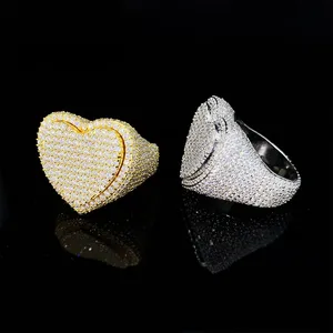 Wholesale Heart Style <strong>Men</strong> <strong>Rings</strong> Fine Jewelry 925 Sterling Silver VVS Moissanite Diamond Iced Out Hip Hop <strong>Ring</strong> - Product Image 2
