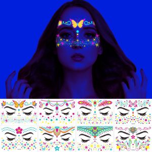 Autocollants fluorescents pour le visage, imperméables, maquillage de boîte de nuit, autocollants de tatouage néon lumineux - Product Image 5