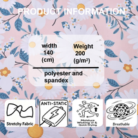 Tissu tricoté imprimé extensible et respirant en polyester et élasthanne à motif tournesol, personnalisable en gros pour vêtements de filles