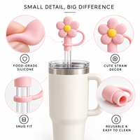 Capuchon esthétique en silicone réutilisable anti-poussière pour embout de paille de tasse à café