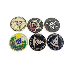 Emblèmes de voiture maçonniques en forme AG plaqué or émaillé dur doux franc-maçonnerie prix de gros d'usine personnalisé - Product Image 5