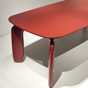Nouveauté : Meubles de salle à manger nordiques, tables à manger <span class=keywords><strong>en</strong></span> <span class=keywords><strong>bois</strong></span>, design de <span class=keywords><strong>table</strong></span> à manger avec peinture rouge - Product Image 3