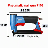 Agrafeuse pneumatique industrielle à couronne large en acier (Modèle XJP7116) ; Capacité de 190 agrafes ; Compatible avec des longueurs d'agrafes de 4 mm à 16 mm