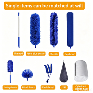 Lot de 9 brosses à plumes en microfibre avec manche télescopique extensible, <span class=keywords><strong>plumeau</strong></span> en <span class=keywords><strong>chenille</strong></span> flexible pour toiles d'araignée avec poils rigides et élastiques - Product Image 1