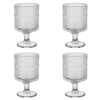 Verres à gobelet vintage romantiques de 4, charmantes tasses en verre décoratives florales en relief vintage ensemble verres à vin de 8 oz