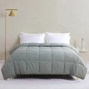 Nữ Hoàng Kích thước cây xanh linen pha trộn hộp khâu chăn và phù hợp với gối shams 3pcs thiết lập