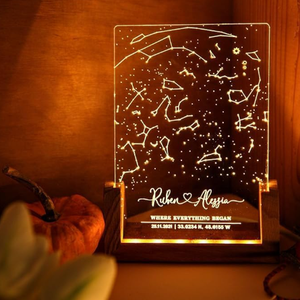 Lampe de nuit personnalisée avec carte du <span class=keywords><strong>ciel</strong></span> étoilé, lampe de bureau personnalisée, lampe LED acrylique personnalisée avec base - Product Image 2