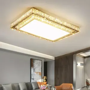 Modern <b>Lighting</b> Living Room Gold Crystal Chandeliers square Rectangular Luxury Ceiling Lamp - Product Image 2