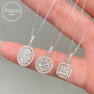 อาซูโอเครื่องประดับหรูหราทองคำขาวแท้ 18K เพชรธรรมชาตินางฟ้าสร้อยคอรูปทรงไม่สม่ำเสมอของขวัญสำหรับผู้หญิงวันเกิดงานแต่งงาน - Product Image 1