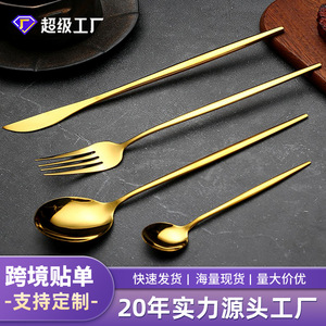 Stainless Steel Cutlery Set 4Pcs Gold Silver Western Style Steak Knife Fork Spoon Dishwasher Safe Business Gift Set - Product Image 4