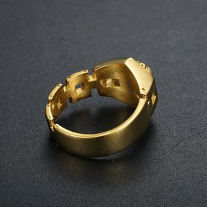 Hexagon Gold Plated <b>Ring</b> With Lion Head Design Unisex Party Jewelry - Product Image 3