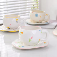 Mug en céramique moderne, peint à la main, design irrégulier, marque EHG, compatible lave-vaisselle et micro-ondes, emballage en boîte blanche pour café