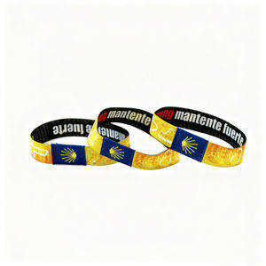 Logotipo personalizado al por mayor promocional reciclado de tela elástica poliéster Spandex tela sublimación pulsera elástica para eventos - Product Image 5