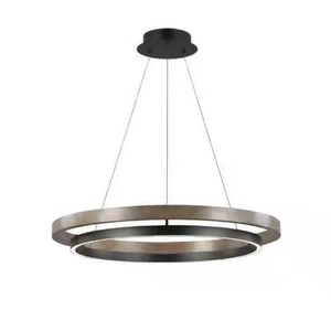 Lámpara Colgante LED Moderna de Acero Inoxidable Dorado E26, Luz Blanca Cálida 3500K, Altura Ajustable, Lámpara de Techo para Sala de Estar, Compatible con Regulador de Intensidad, CRI - Product Image 1