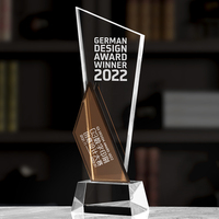 Trophée en verre créatif personnalisé Champion des employés exceptionnels Prix commémoratif de la réunion annuelle UV Trophée du concours d'honneur de l'équipe