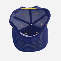 Tela vaquera personalizada auditada por SGS, modelo de marco A, gorra SnapBack de 5 paneles con parches de borde merrow