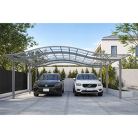 Abri de voiture moderne de luxe pour l'extérieur, résistant au vent et à la neige, avec toit arqué en PC et aluminium, auvent de garage