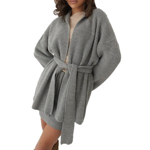 <span class=keywords><strong>Cardigan</strong></span> Kimono Corto Elegante Autunnale <span class=keywords><strong>con</strong></span> <span class=keywords><strong>Cintura</strong></span> e Obi, Maniche a Campana in Maglia Spessa, Halter <span class=keywords><strong>con</strong></span> Lacci - Product Image 5