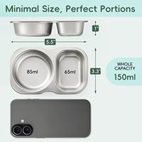 Boîtes à goûter en acier inoxydable à 2 compartiments avec couvercles, boîte à lunch réutilisable, contenants à double compartiment pour vinaigrette, 5,3 oz