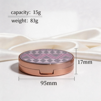 ML PACK Nouvelle boîte compacte de luxe ronde en or rose avec 3 compartiments intérieurs, 15g, vide, pour poudre compacte, emballage de palette de blush, boîte compacte en plastique