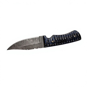 Cuchillo de Supervivencia para Caza y Camping, Hoja Fija con Punta de Gota, Acero de Damasco Forjado, Mango de Madera Pakka Azul, Personalizable, 3 Años de Garantía - Product Image 3