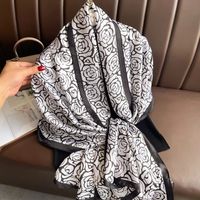 Selendang/Syal Hangzhou 2025 Lijin Satin Panjang Wanita, Gaya Manis Musim Semi, Motif Bunga, Multifungsi, Elegan, Serbaguna