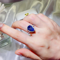 Bagues de mode personnalisées pour femmes, bague de fiançailles et de mariage en moissanite bleue, bague de luxe en argent sterling 925