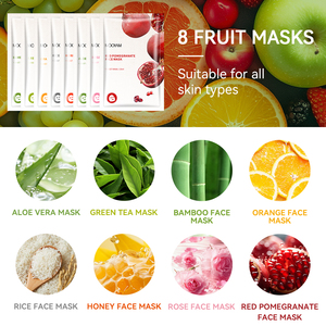 Private label OEM 8 Plant Extract Moisturizing Facial Mask With Pomegranate Orange Rice Green Tea Rose Honey Korea <b>Sheet</b> Mask - Product Image 2
