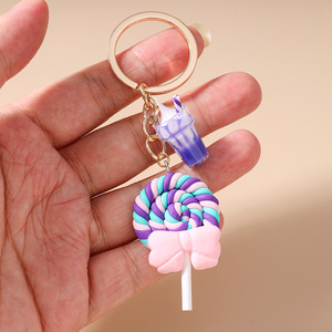 LLavero de Piruleta de arcoíris de resina, llavero de regalo publicitario promocional, colgante de helado, accesorios para llavero, novedad - Product Image 3