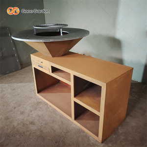 Parrilla Moderna de Acero Corten con Función de Ahumador, Acabado Mate, Parrilla de Carbón para Jardín, Encendido Piezoeléctrico, Fácil de Limpiar - Product Image 5