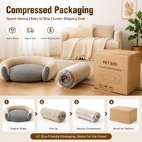 Ensemble de meubles de canapé-lit orthopédique pour chiens et chats avec coussin en mousse haute densité et traversin de soutien