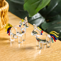 Figurines d'animaux en verre faites à la main, ornement en verre licorne arc-en-ciel, figurine de cheval miniature mignonne, décoration de table de bureau à domicile, cadeau