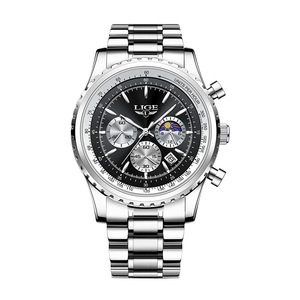 Montre à quartz pour homme, chronographe analogique, phase de lune, étanche 30M, boîtier en alliage de zinc 45mm, légère, batterie longue durée - Product Image 6