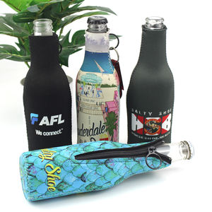 Ucuz özel Logo bira şişesi izolatör kol Zip-up şişe ceket neopren elastik bira şişe soğutucu için parti - Product Image 4
