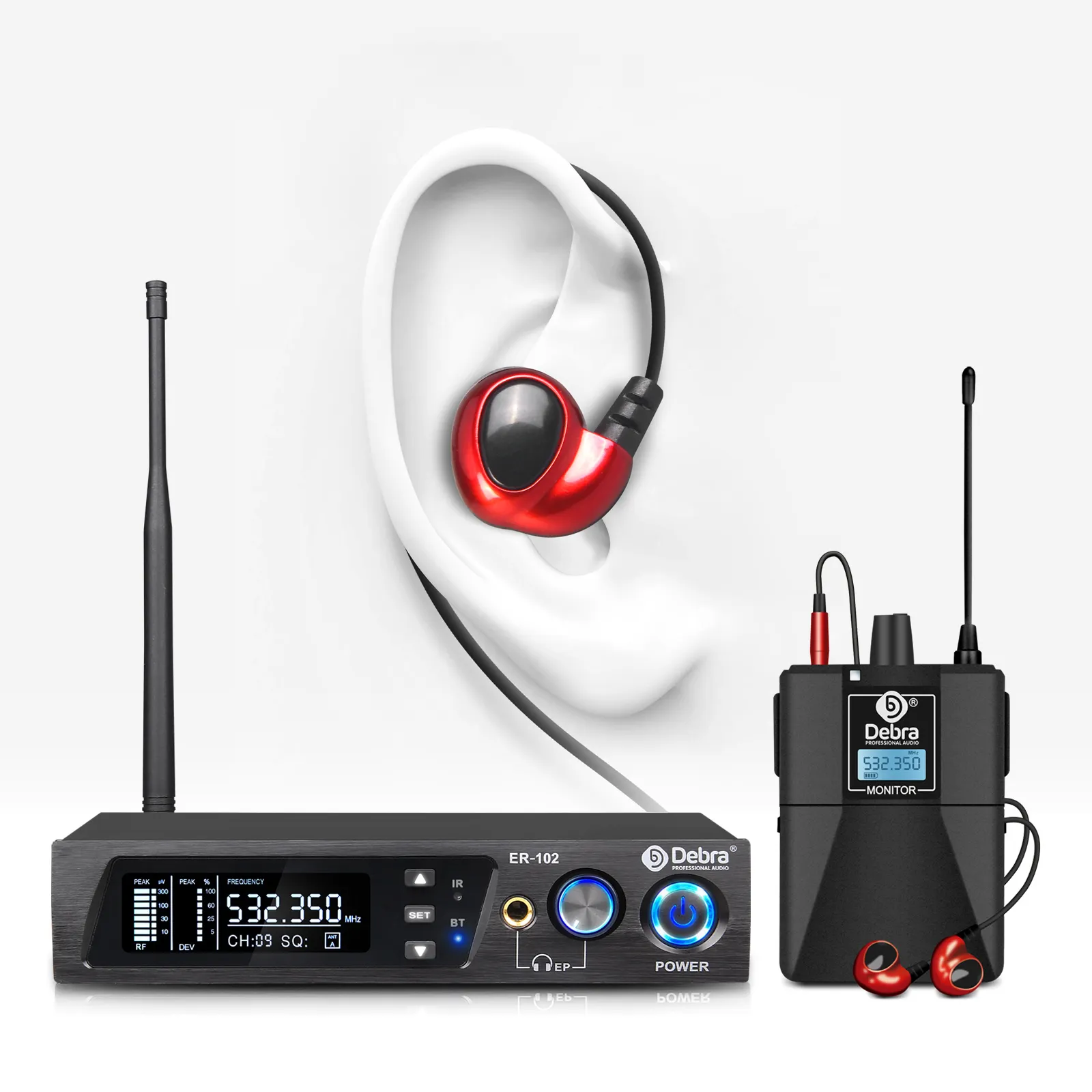 ER-102 UHF wireless in-ear monitor IEM sistema com BT5.0 gama 80-300m para gravação de palco beat monitoramento baterista cantor
