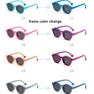 Lunettes de soleil polarisées rondes pour garçons et filles, mode 2025, UV400, branches en silicone photochromiques, pour enfants de 3 à 9 ans - Product Image 5