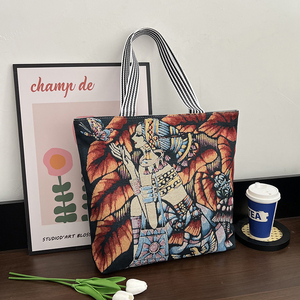 Nouveau sac pour femme, sac à bandoulière en toile brodé rétro-chic, grande capacité - Product Image 5