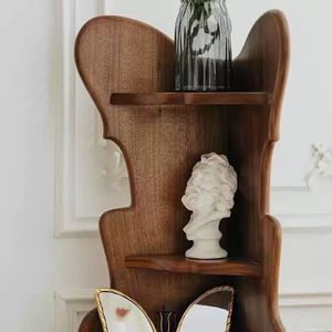 Meuble d'appoint en bois massif de style rétro français avec motif papillon pour le rangement dans le salon - Product Image 3