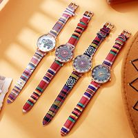Montre à quartz pour femme avec cadran éléphant ethnique, style antique simple, boîtier en alliage, bracelet en cuir, mode décontractée, montre bohème